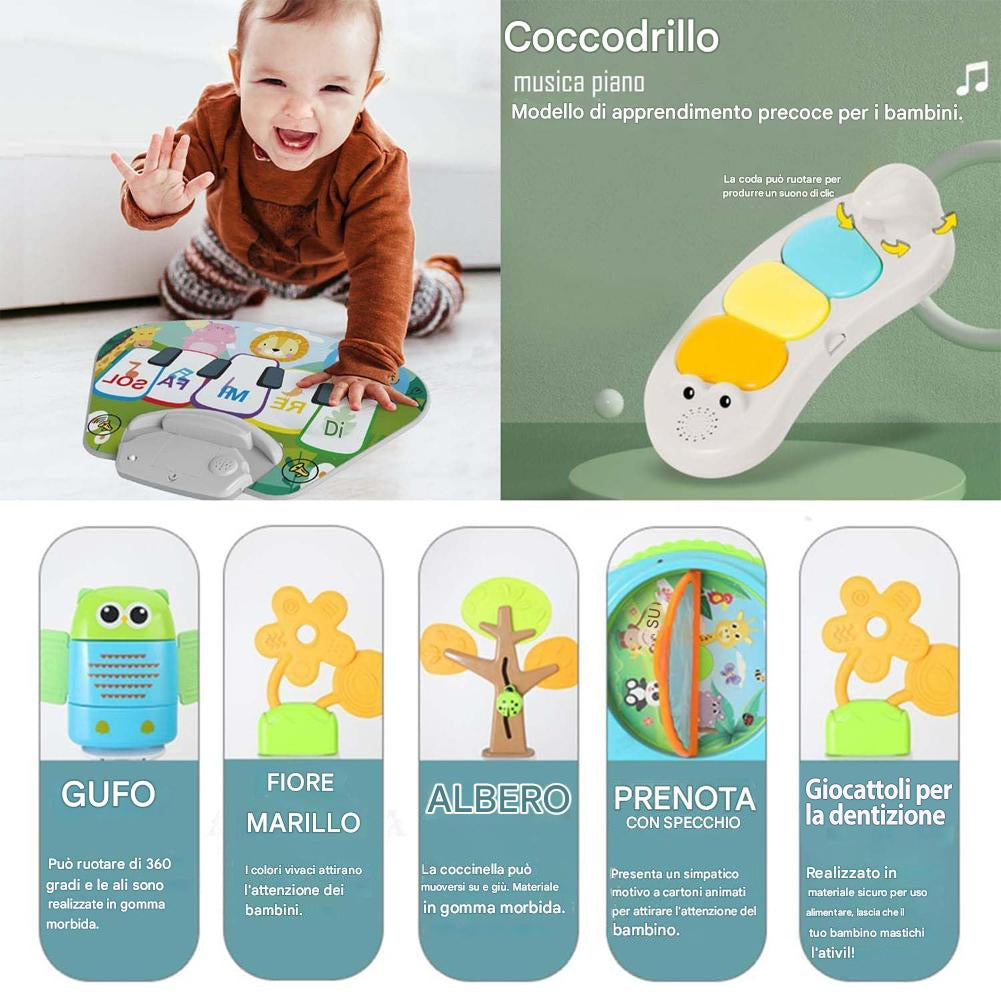 Centro Attività per Bambini e Neonati 3in1 Seduta Giocattoli e Tastiera Musicale