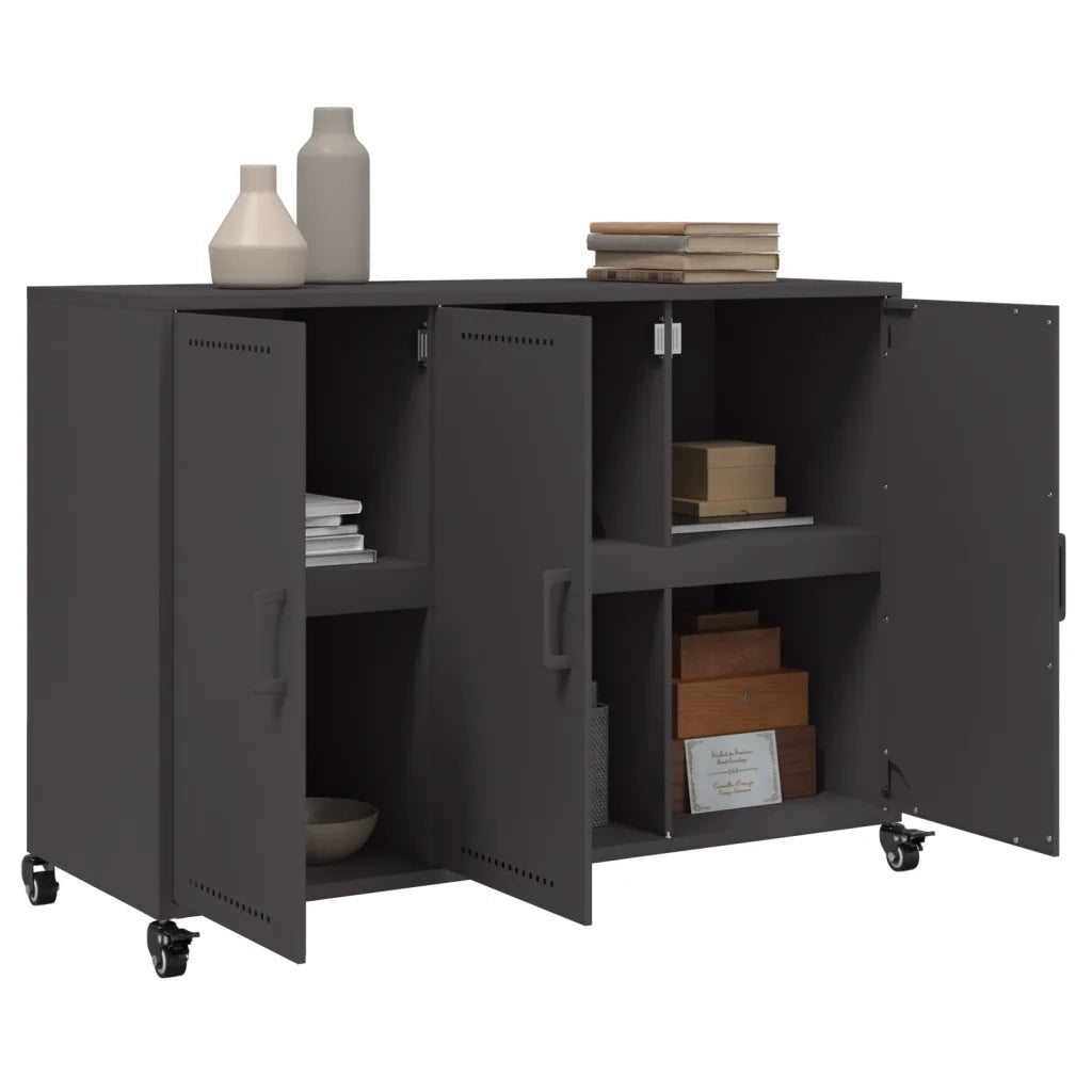 vidaXL Credenza Nera 100,5x39x72 cm in Acciaio