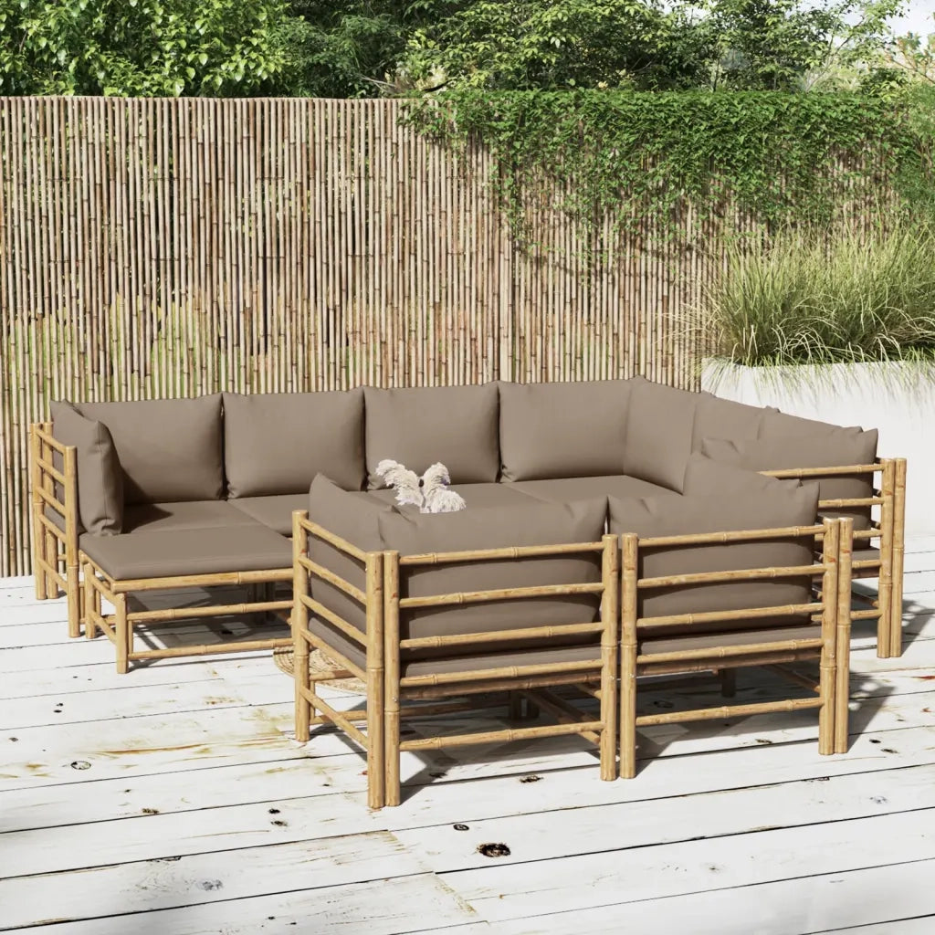 Set Salotto da Giardino 10pz con Cuscini Tortora BambÃ¹cod mxl 76281