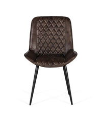 Sedia imbottita in pelle grigio cenere