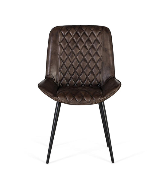 Sedia imbottita in pelle grigio cenere