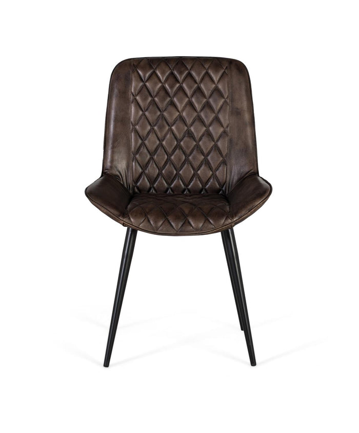 Sedia imbottita in pelle grigio cenere