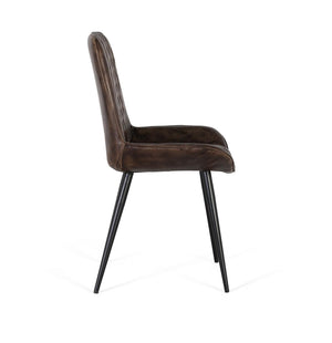 Sedia imbottita in pelle grigio cenere