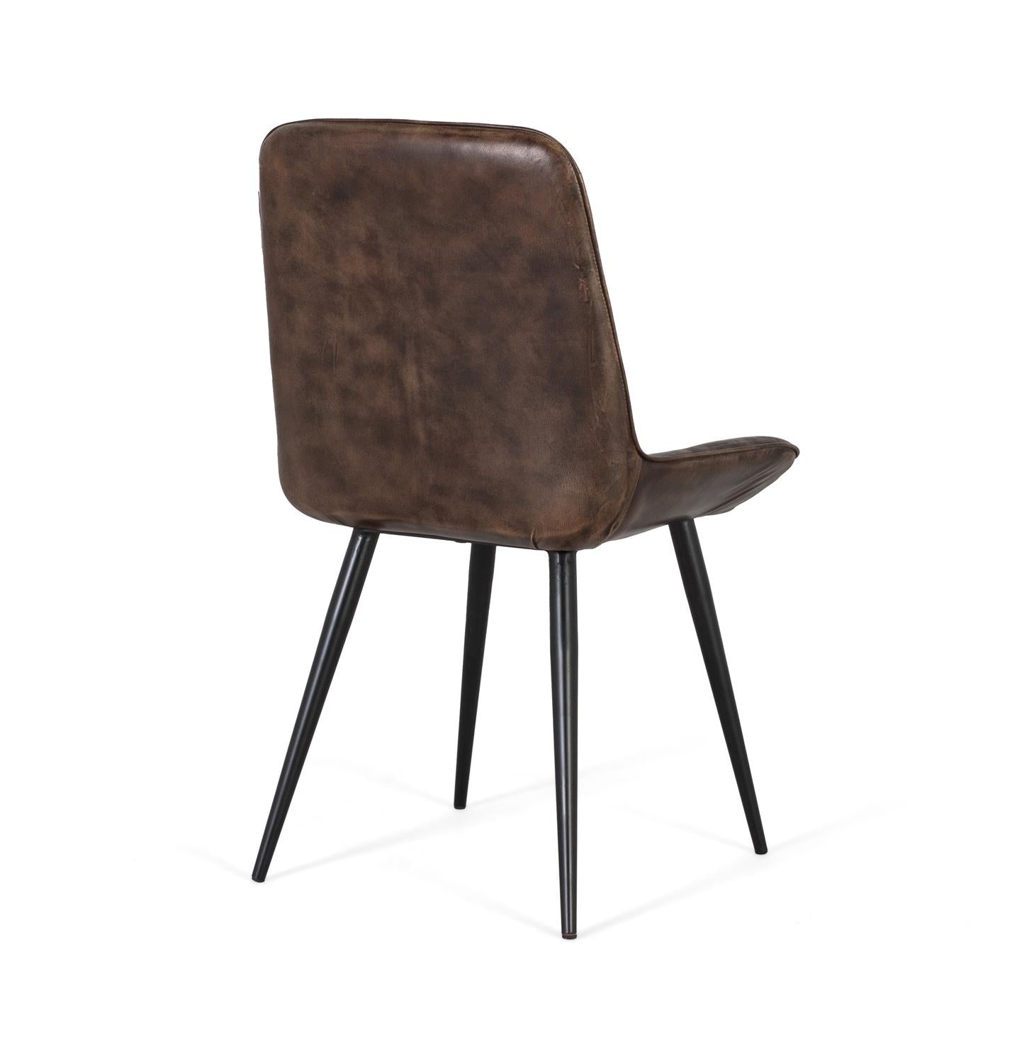 Sedia imbottita in pelle grigio cenere