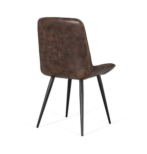 Sedia imbottita in pelle grigio cenere