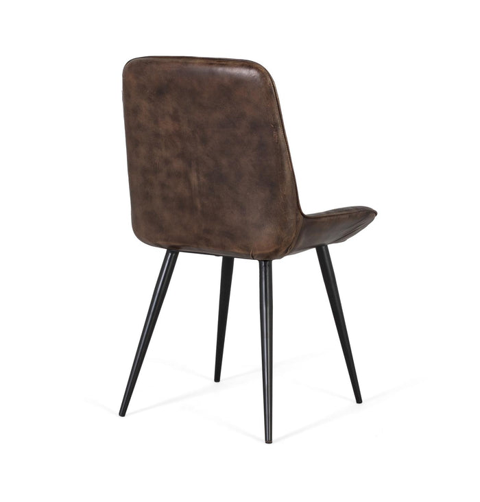 Sedia imbottita in pelle grigio cenere