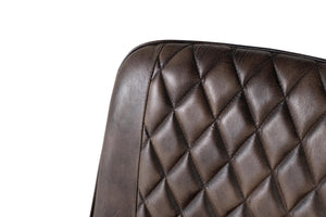 Sedia imbottita in pelle grigio cenere