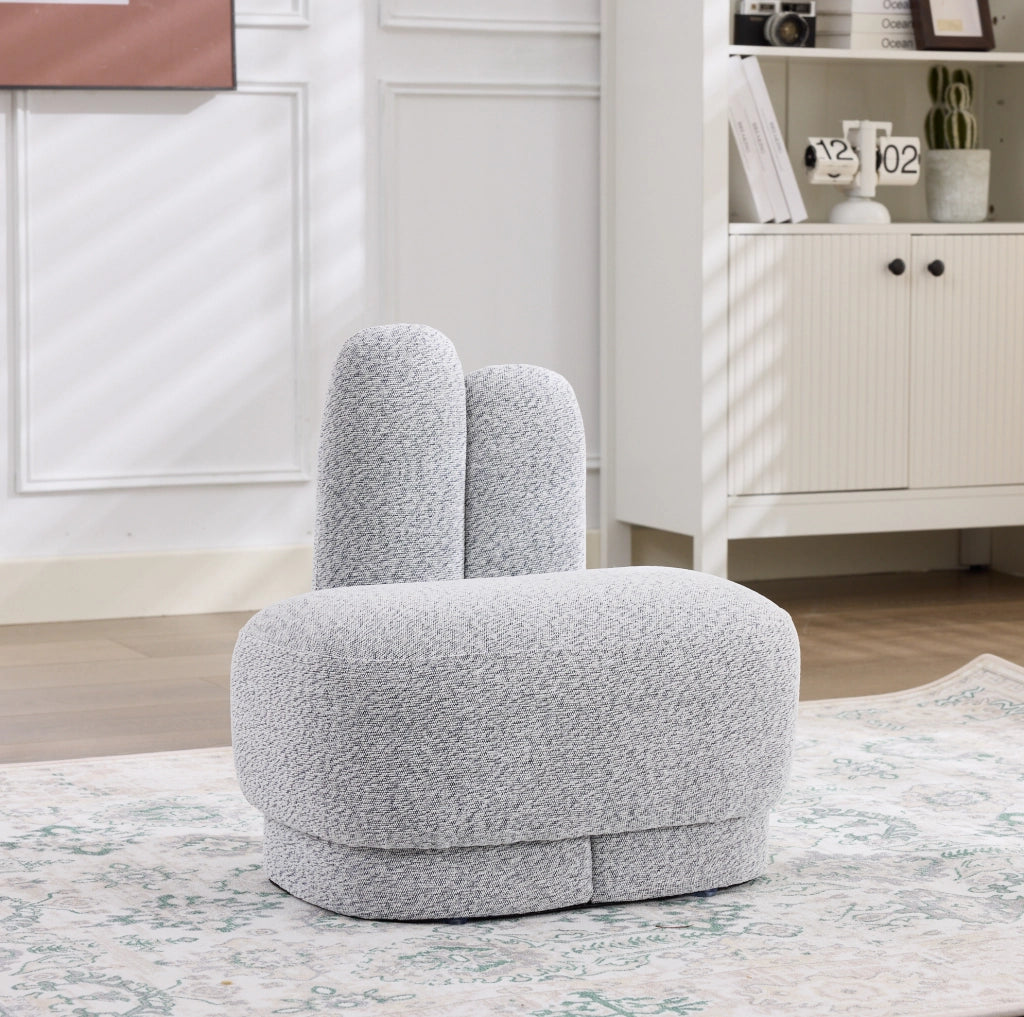 Pouf imbottito a coniglio con orecchie ricamate grigio antico