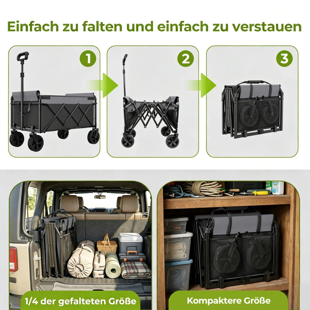 CARRELLO PIEGHEVOLE 100 L 74 x 46 x 96,5 cm Nero Acciaio