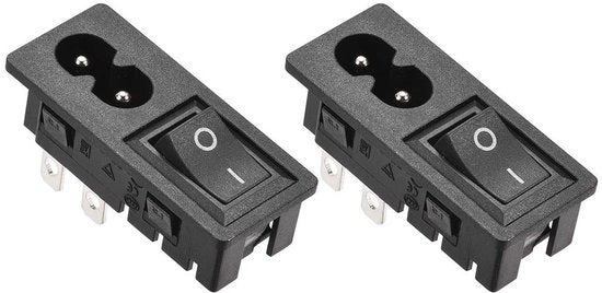 Adattatore da parete C8-8 con modulo di ingresso IEC, contatti in rame, interruttore a 3 poli ON-OFF, spina 1,5 mm, 250 V, 2,5 A