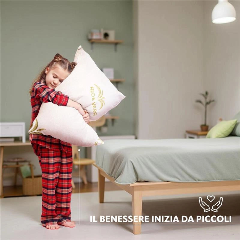 HYDRA VIVA COPPIA CUSCINI GUANCIALE MEMORY ALOE VERA SFODERABILE 100% NATURALE 72 X 42 X H13