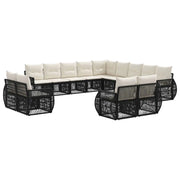 Set Divano da Giardino 13 pcs Nero e Bianco Crema polyrattan 3435598