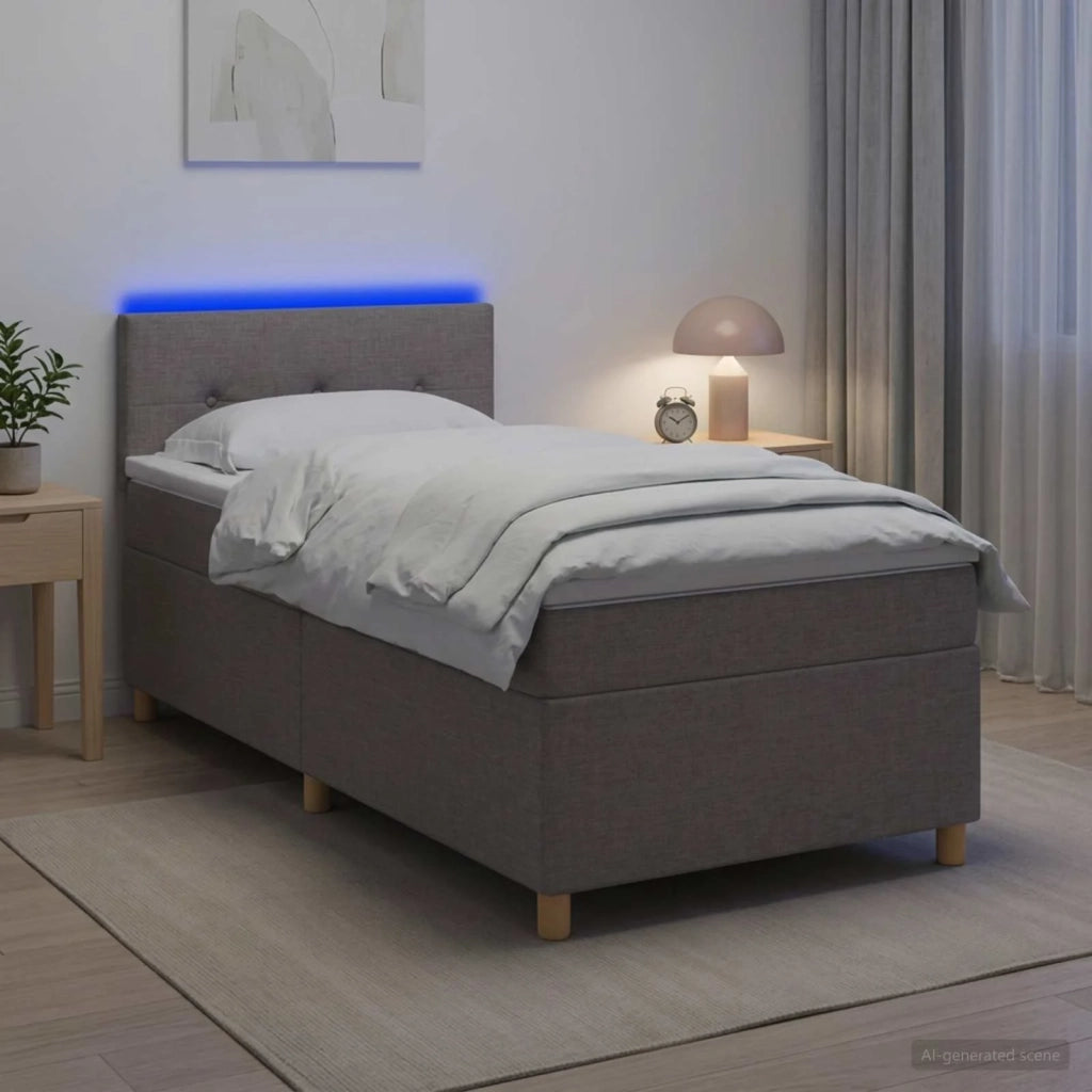 Letto box spring con materasso Tortora 100 x 200 cm Tessuto 3452356