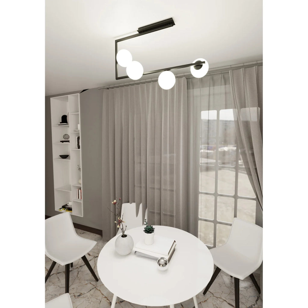 Plafoniera Minimal Nanna Acciaio Nero Oro 4 Luci E14 Ip20