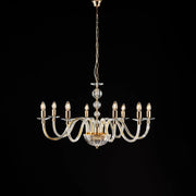 Lampadario Classico Ruben Metallo Oro E Cristallo 8 Luci E14