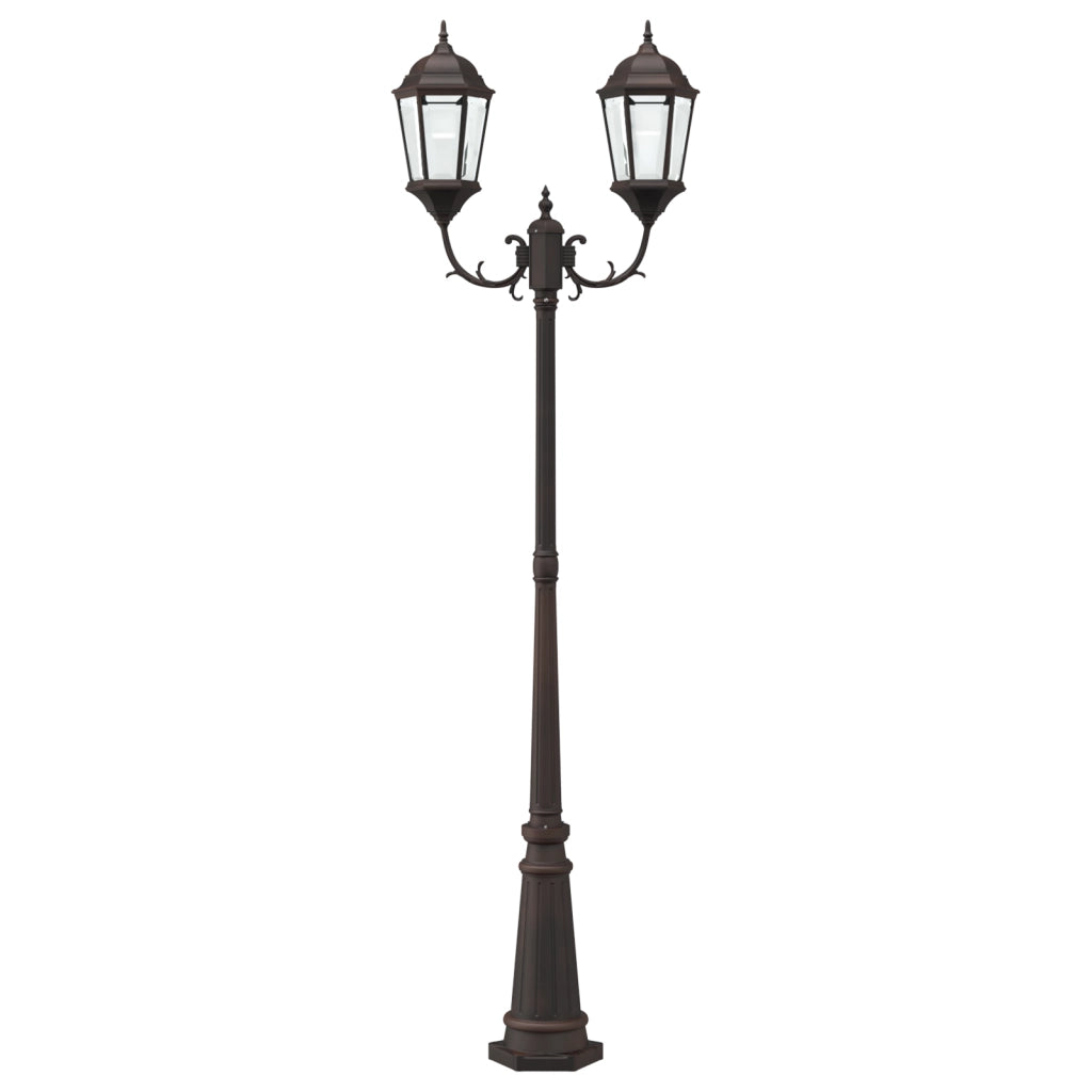 Palo di Luce da Giardino 2-Lampada E27 Bronzo 235 cm Alluminio