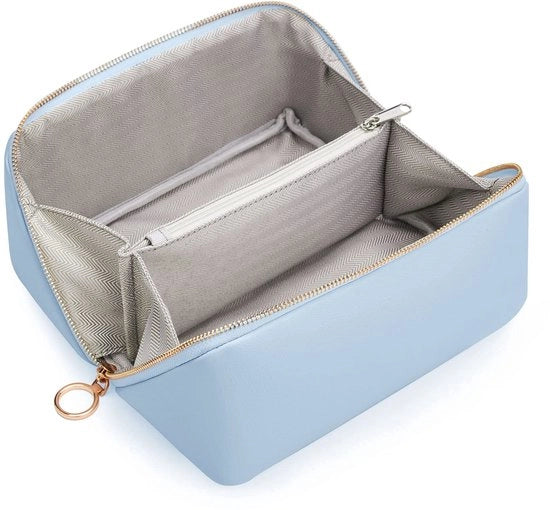Tas di Trucco Grande Capacità con Compartimenti per Donna (Azzurro-2)
