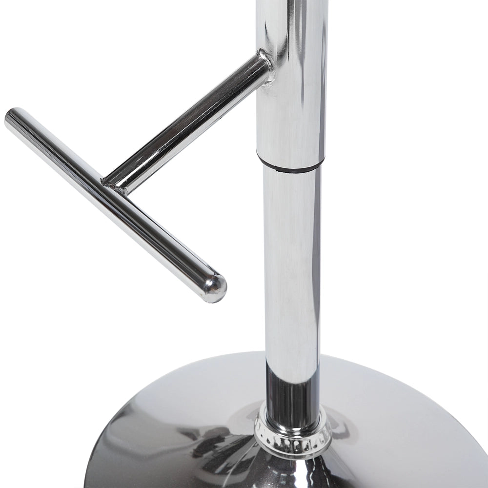 Set di 2 sgabelli da bar in ecopelle bianco e legno scuro Girevole Alzata a Gas Regolabile in Altezza Moderno