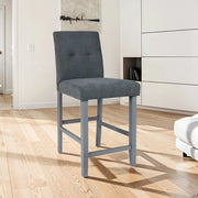 2x Sgabello Alex in legno colore grigio con seduta in tessuto grigio