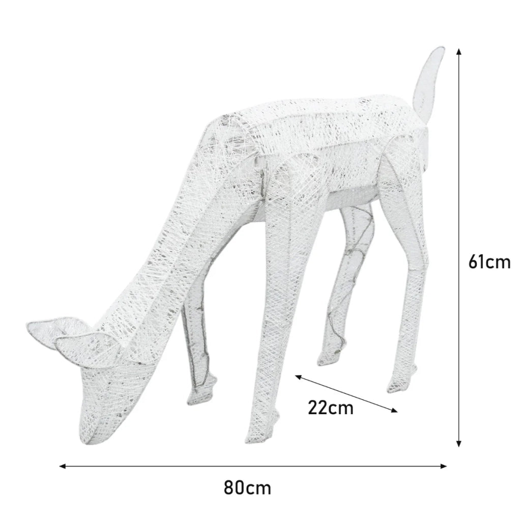 Renne di Natale Luminose Decorazione da Esterno per la Casa Luci LED Bianco Ghiaccio Figure Luminosa Luci di Natale - Maschio & Femmina - Bianco