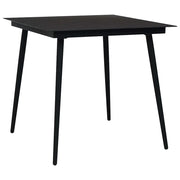 Tavolo da Giardino Nero 80x80x74 cm in Acciaio e Vetro 312157