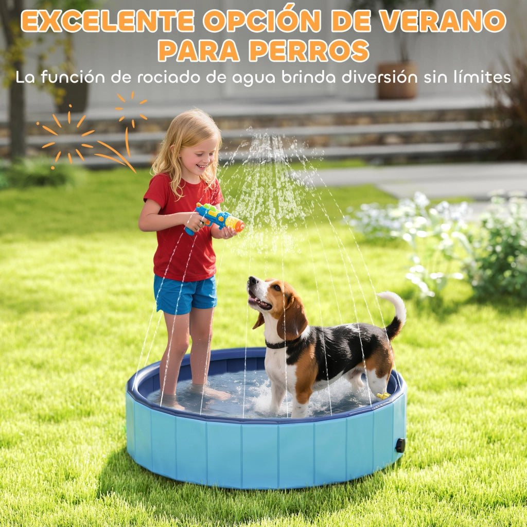 Piscina per cani pieghevole ¨C zephmum ¨C PVC antiscivolo ?100x30 cm blu chiaro
