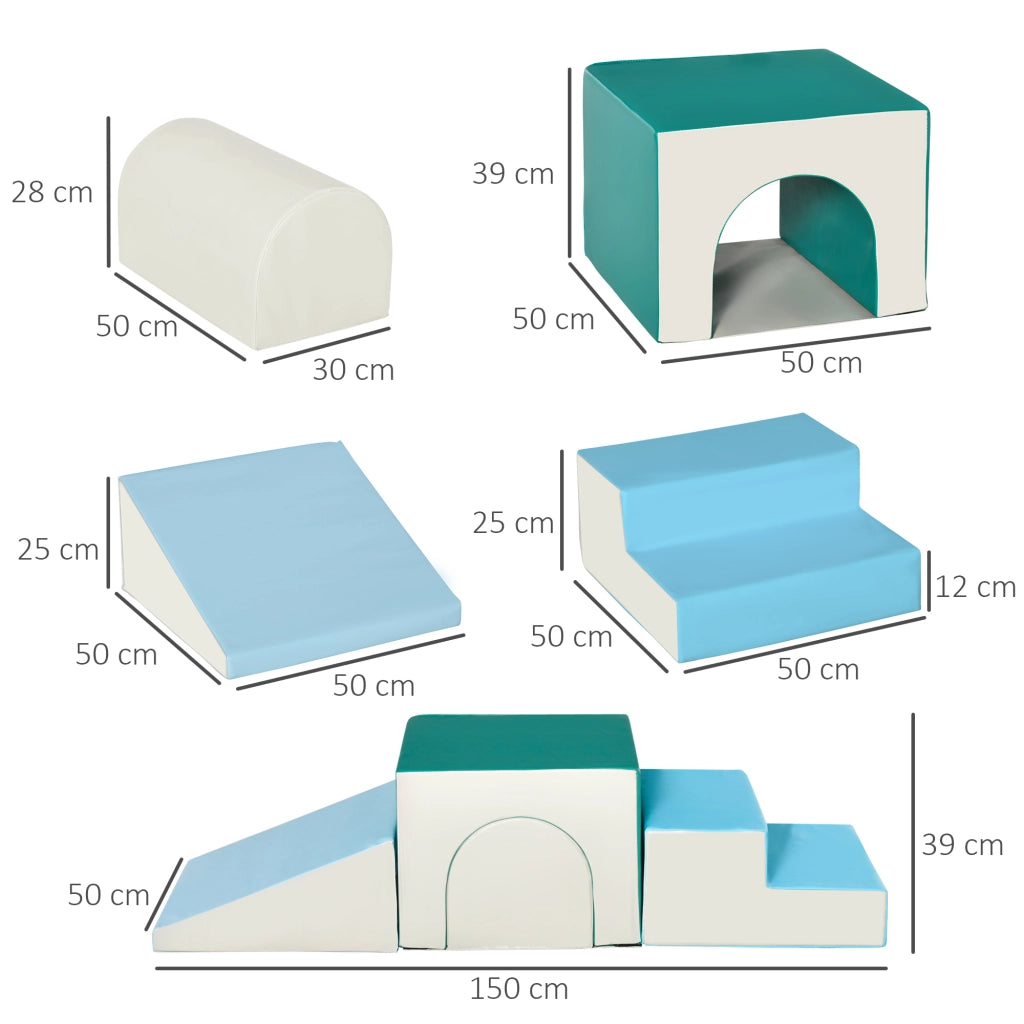Set 4 Blocchi di Costruzioni Morbidi per Bambini da 1-3 Anni Modulabile, Multicolore