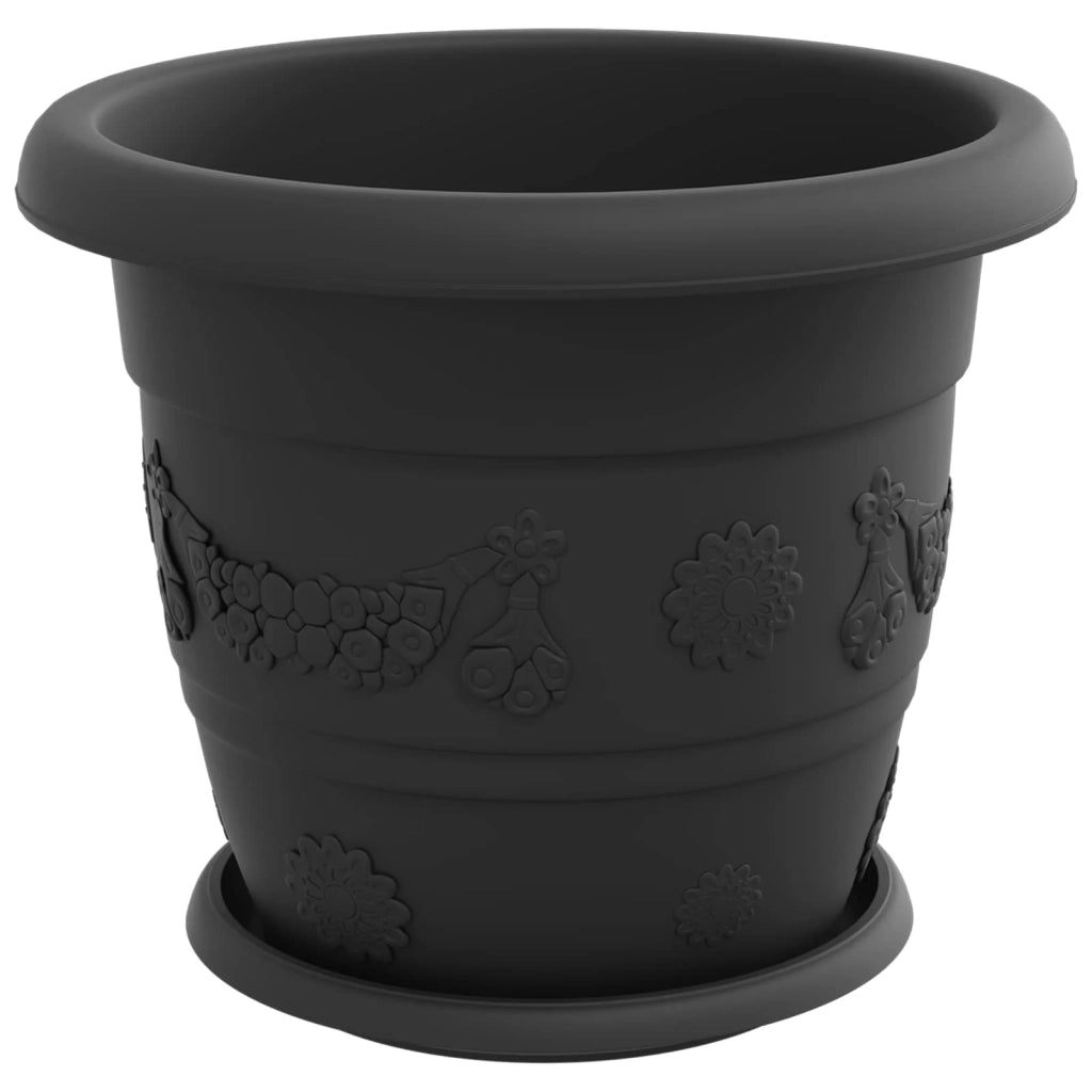 Fioriere | Cassetta per fiori | Vasi per Piante 24 pz Nero ? 30 x 25 cm Plastica
