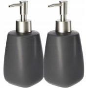 Dispenser di sapone liquido KADAX, contenitore da 400 ml in ceramica grigia, 2 pezzi.