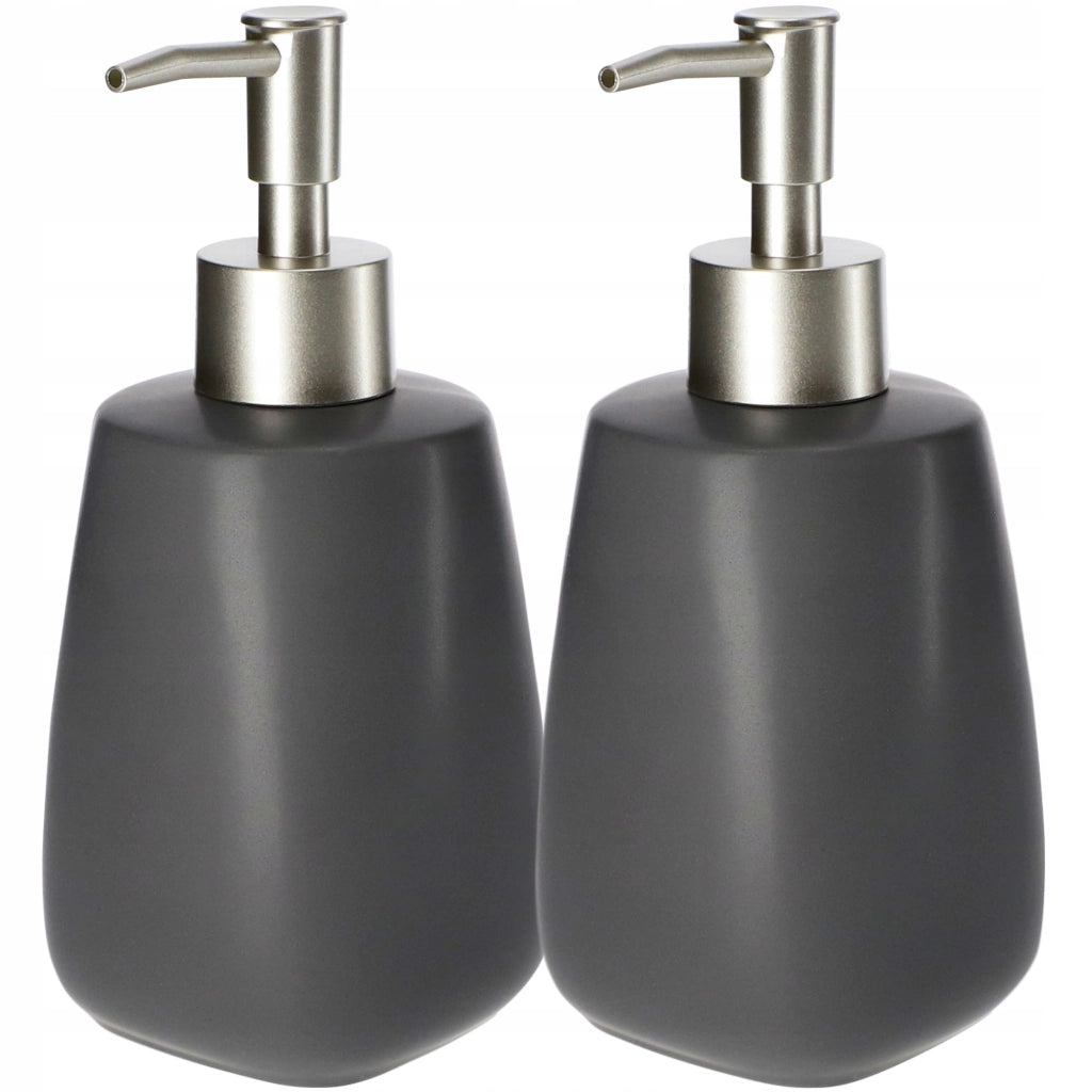 Dispenser di sapone liquido KADAX, contenitore da 400 ml in ceramica grigia, 2 pezzi.