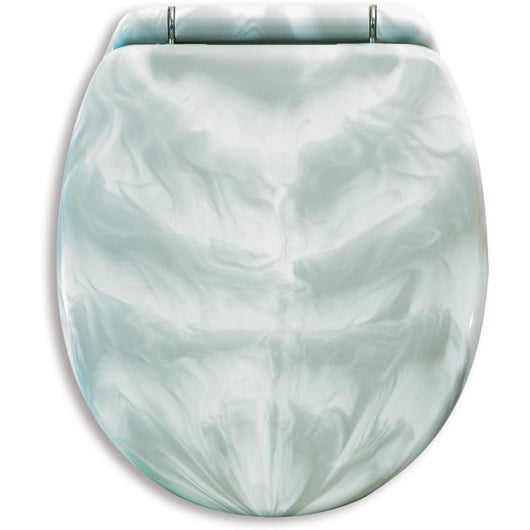 Werit 40066 4, sedile copri-wc effetto marmo bianco grigio, crom