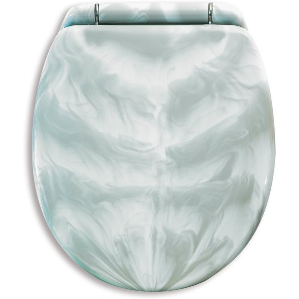 Werit 40066 4, sedile copri-wc effetto marmo bianco grigio, crom