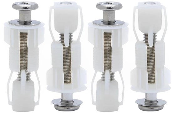 4 pezzi di viti per coperchio di toilette, attacco per seduta di toilette per montaggi superiori con gomiti di fissaggio