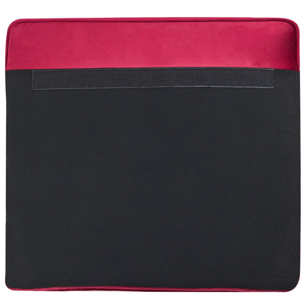 Poltrona Chesterfield Tessuto Velluto Rosso Scuro Rivestimento Gambe Legno Scuro Contemporaneo