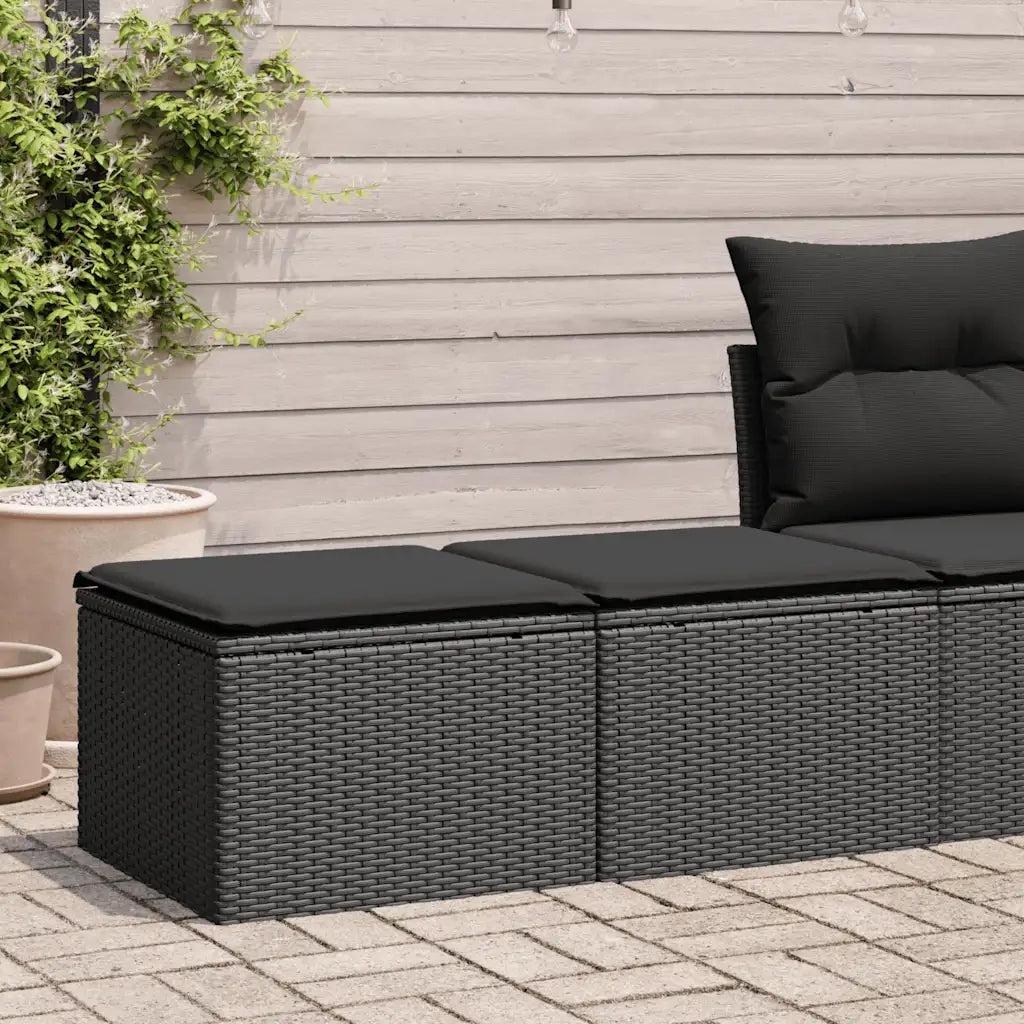 Set Divani da Giardino con Cuscini 2 pz | Set Salotto da Giardino Nero Polyrattan Acacia