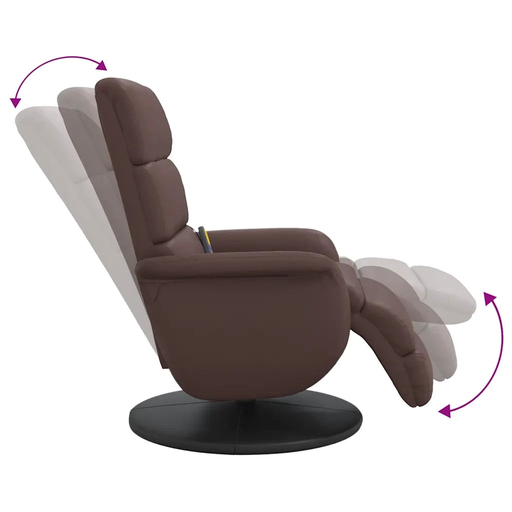 Poltrona | Sedia Relax Reclinabile Massaggio Poggiapiedi Marrone Similpelle