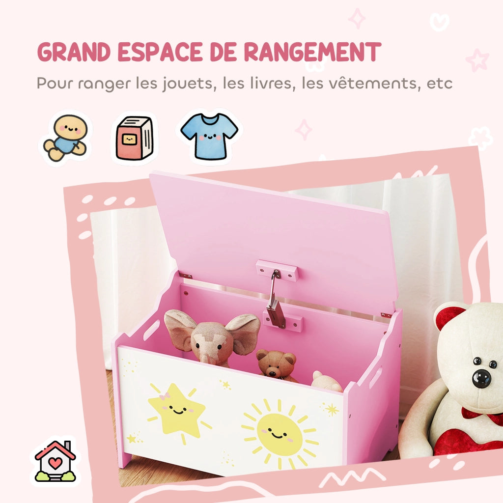 Cassa giocattoli con coperchio ¨C zephmum ¨C 60x37x39 cm rosa