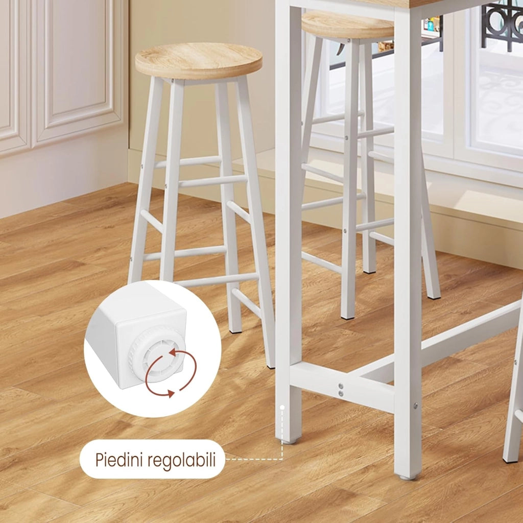 Tavolo da Bar Rettangolare Alto Tavolino per Cucina in Metallo Legno 140x40x100 cm