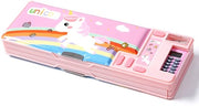 Etui pop-up multifunzionale per bambini, organizzatore di penne cartoon carino, carta da lettere, taglierino, calendario, lavagna bianca, attrezzature scolastiche (rosa)