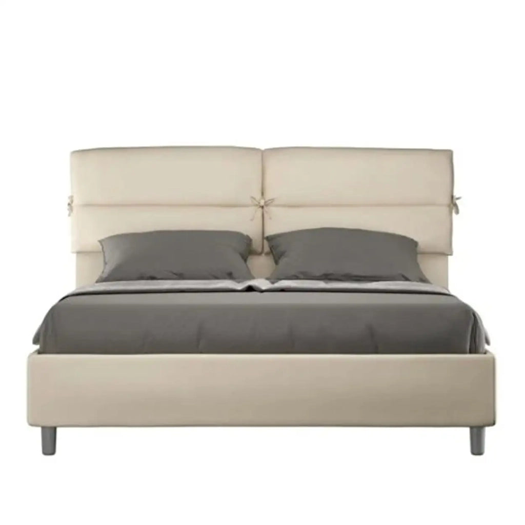 Letto matrimoniale con rete imbottito 160x210 similpelle tortora Nandy