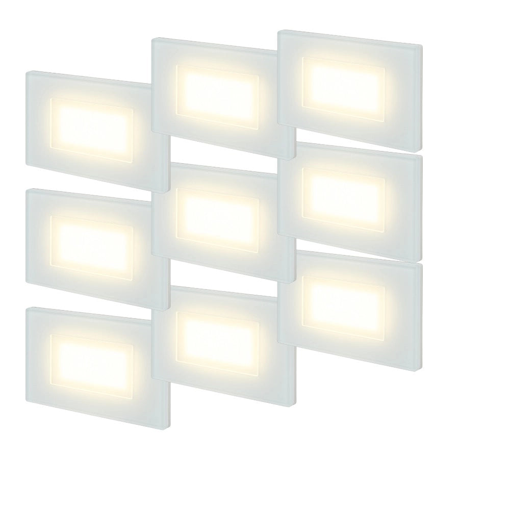 Kit 9 faretti segnapasso LED da incasso 503 in vetro IP65 CCT 3 colori 4W luce scale parete interno esterno Bianco