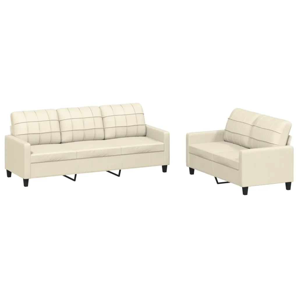 Set di Divani 2 pz con Cuscini crema in Similpellecod mxl 83118