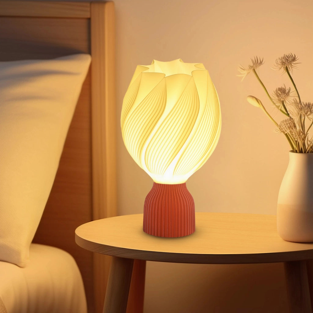 Tavolino LED 3D con design petali ¨C zephmum ¨C bianco e terracotta ?16,5x28 cm