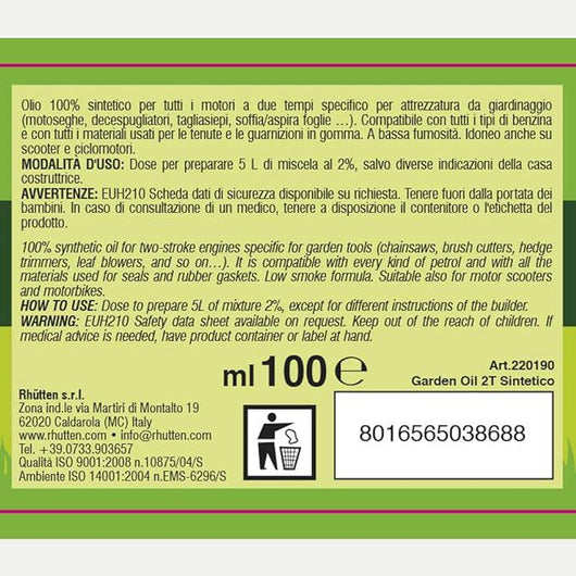 Olio garden 2t ssin ml. 100