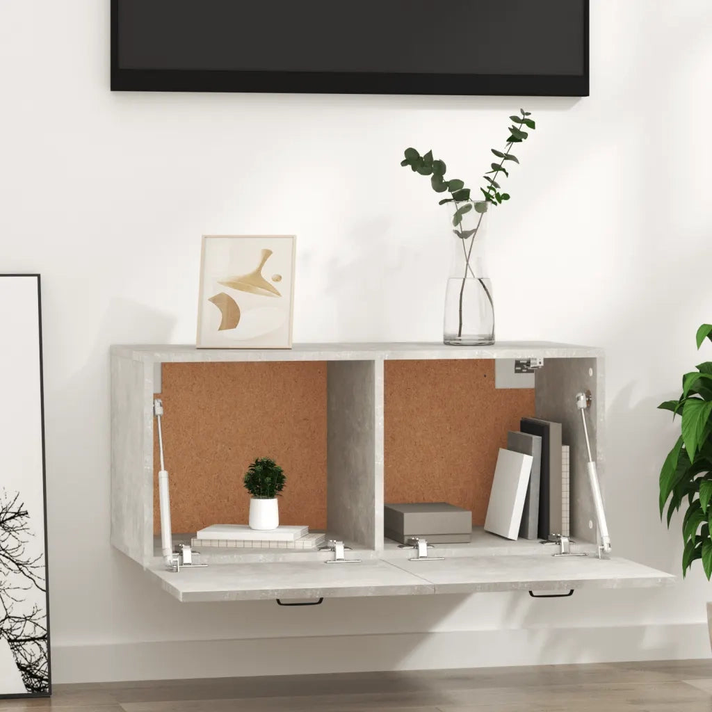 Armadietto a Muro | Mobile a Parete Grigio Cemento 80x36,5x35 cm Legno Multistrato