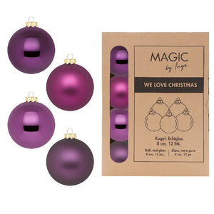 Box palle viola in vetro 8 cm  pz 12