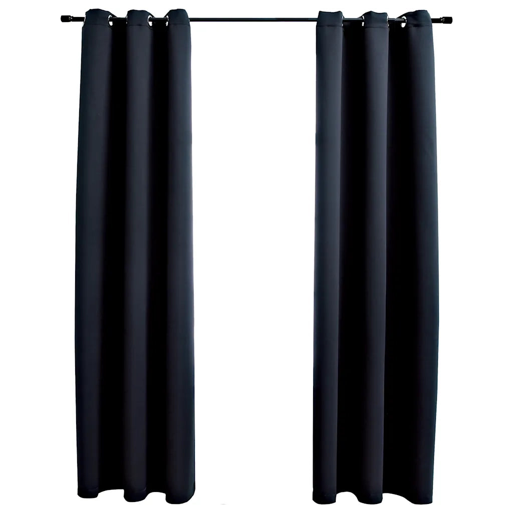 Tende oscuranti con anelli 2 pz Nero 97x213 cm Tessuto