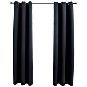 Tende oscuranti con anelli 2 pz Nero 97x213 cm Tessuto