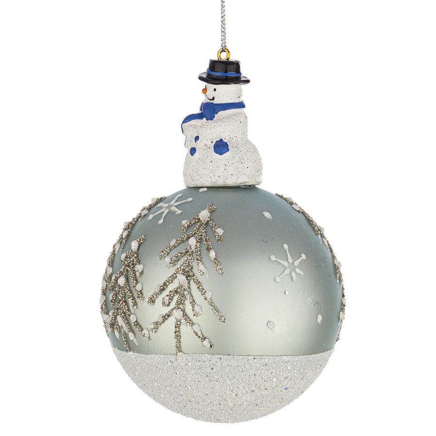 Sfera in vetro emmy azzurro con pupazzo d80