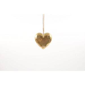 Pendente cuore foglia oro in legno 9x4xh9 cm